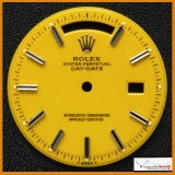 Rolex Dial Date Date Ref 1803 - 1804 Custom Yellow Color for White Gold Case. Stock #204-DRCB