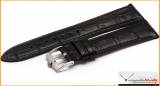 Rolex Leather Strap of Geneva 20mm Black Color with Stainless Steel Buckle